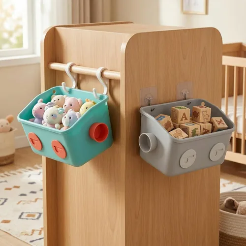 Miniatura 7 de Noamus Paquete de 6 cestas organizadoras de almacenamiento de juguetes de baño, 3 capas montadas en la pared, organizador de ducha colgante, estante