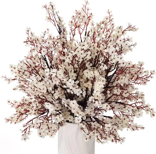 Miniatura 12 de 15 piezas de flores artificiales de aliento de bebé, plantas de seda falsas con sensación real, ramos florales de bricolaje para decoración de bodas