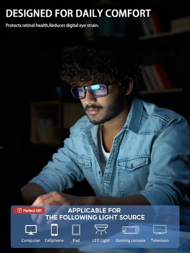 Miniatura 7 de Gafas de bloqueo de luz azul para hombres/mujeres, antifatiga, monitor de computadora, para juegos, mejora el sueño, reduce la fatiga ocular, gafas