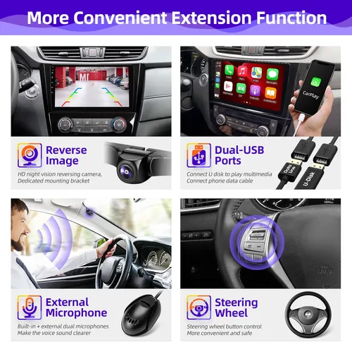 Miniatura 5 de Radio de coche Android compatible con Android Auto Carplay inalámbrico para Nissan Rogue X-Trail Qashqai 2014-2018 8core 1280X720 pantalla táctil