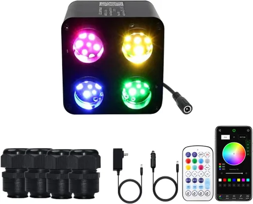 Miniatura 16 de AMKI Motor de fuente de luz de 32W con doble puerto de alta luminosidad, modo de sonido parpadeante, control remoto/APP, RGBW, para kit de luz