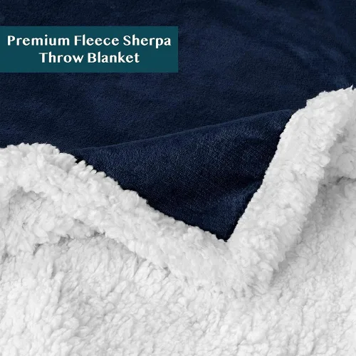 Miniatura 7 de PAVILIA Manta Throw de Vellón Sherpa para Sofá, Tamaño Twin, Azul Marino, Manta de Felpa Suave y Esponjosa para Sofá, Manta de Invierno Reversible