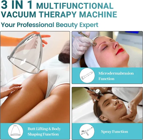 Miniatura 2 de MYSWEETY Máquina de terapia al vacío, juegos de terapia de ventosas 3 en 1, máquina profesional para el cuidado de la piel facial con pistola