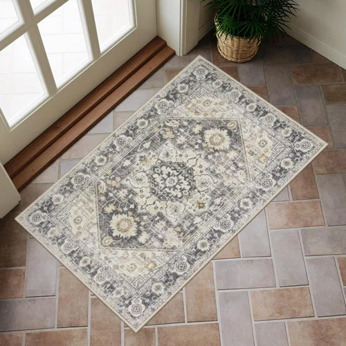 Miniatura 54 de Collive Tapete lavable para puerta de interior, antideslizante, alfombra de entrada retro de 20 x 32 pulgadas, tapete de entrada de absorción Multi