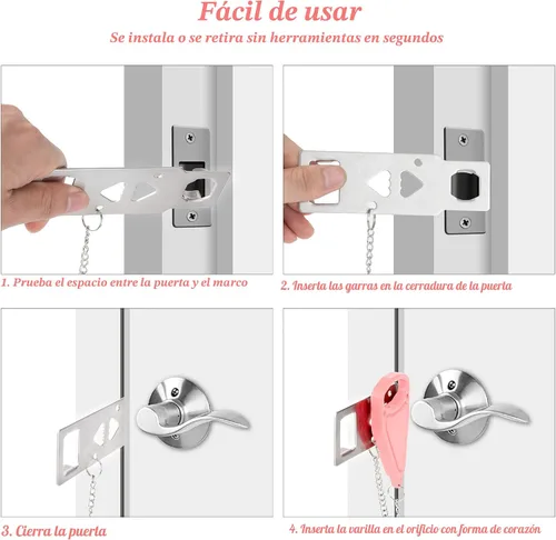 Miniatura 5 de AceMining Cerradura de puerta portátil de seguridad para el hogar, cerraduras de bloqueo de viaje para seguridad y privacidad adicionales, perfectas