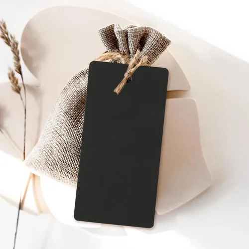 Miniatura 5 de G2PLUS Etiquetas de regalo negras con cuerda, 100 etiquetas colgantes de papel en blanco, etiqueta de papel negro de 3.5 x 1.7 pulgadas, etiqueta