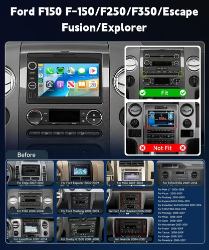 Miniatura 2 de 4+64G 7″ Android Car Stereo para Ford F150 F250/F350 2004-2016, Plug&Play Wireless CarPlay Android Auto DSP 32EQ, pantalla táctil IPS, GPS, cámara