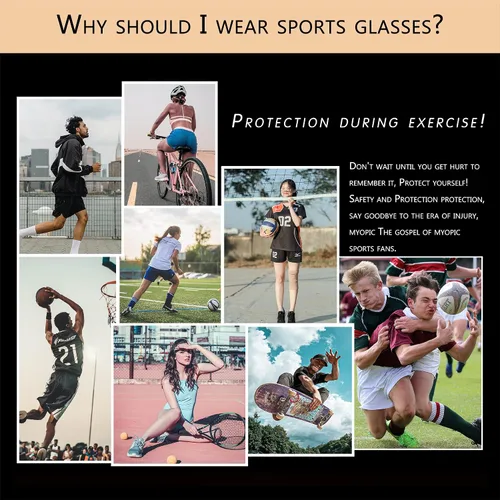 Miniatura 7 de SooGree Sports Glasses - Racquetball Goggles Basketball Football Eye Protective Almohadilla de nariz blanca con marco gris G8042
