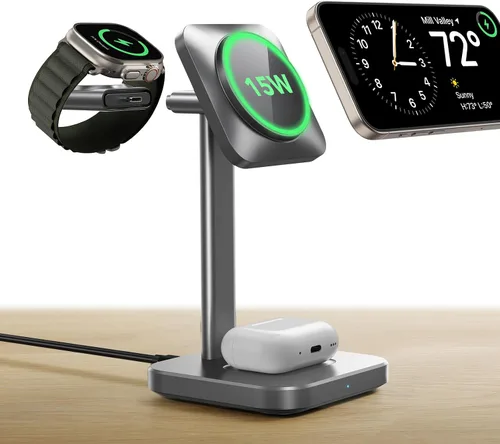 Miniatura 8 de ESR estación de carga inalámbrica 3 en 1, cargador certificado para Apple Watch, soporte de cargador MagSafe de 15W para iPhone, cargador