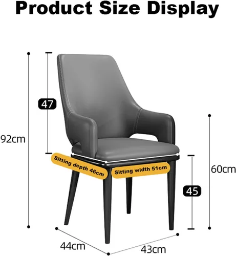 Miniatura 2 de Sillas de comedor con brazos Juego moderno de 6, Silla auxiliar de cocina, Sillas laterales tapizadas de comedor, Sillas de comedor de cuero, Silla