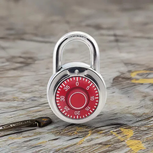 Miniatura 3 de Candados de combinación con cuerpo de metal, uso en interiores para taquillas de gimnasio y casillero escolar, Rojo, paquete de 1