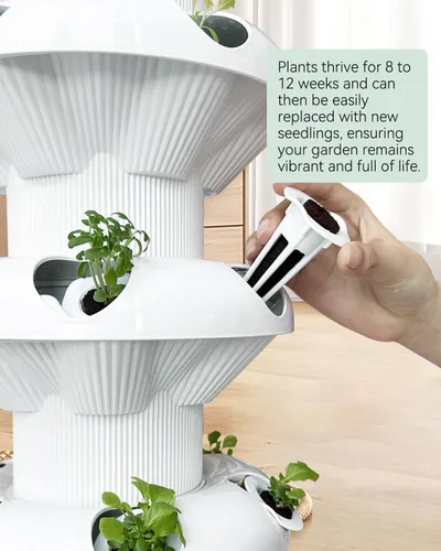 Miniatura 8 de Kit de sistema de cultivo hidropónico vertical sjzxuv, kits de sistema de jardinería interior y exterior, torre de cultivo de hierbas y frutas, 6