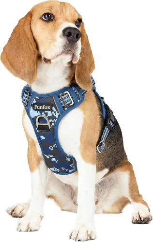 Miniatura 62 de Funfox Arnés para perro sin tirones, arnés de chaleco ajustable para mascotas, material súper suave con mango vertical, fácil control, paseo
