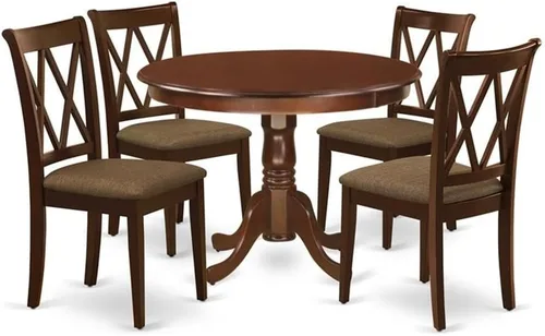 Miniatura 9 de East West Furniture HLCL3-LWH-C - Juego de comedor de 3 piezas que contiene una mesa de comedor redonda con pedestal y 2 sillas de cocina de tela