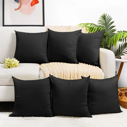 Miniatura 28 de Coddsmz Paquete de 6 fundas de almohada decorativas 100% algodón, fundas de cojín cuadradas de Navidad sólidas para el hogar, cama, sofá, día