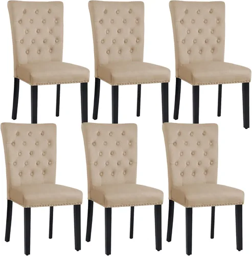 Miniatura 20 de Juego de 4 sillas de comedor de cocina de terciopelo, silla de comedor tapizada Parsons, silla decorativa de madera con ribete clavado, azul