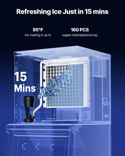 Miniatura 2 de VEVOR Máquina comercial para hacer hielo – Cabezal, máquina de hielo de acero inoxidable de 360 libras/día con autolimpieza, fabricación de hielo