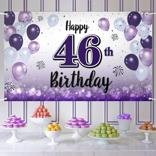 Miniatura 9 de Decoraciones de feliz cumpleaños 30, cartel grande de globo morado de 30 cumpleaños, suministros para fiesta de cumpleaños de 30 años. 30 (EE. UU.)