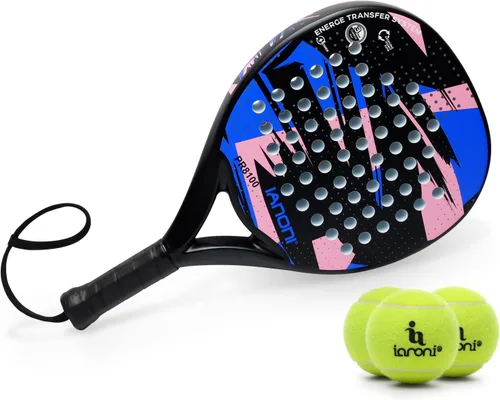 Miniatura 2 de Pala de pádel Superficie de Fibra de Carbono con núcleo de espuma EVA Memory Flex Pala de pádel ligera Azul 2 piezas