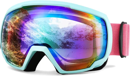 Miniatura 13 de FEISEDY Ski Goggles, OTG Snow Sport Goggles for Adult Youth, Anti-Fog UV400 Protection Bendable Dual-Lenses B2961
