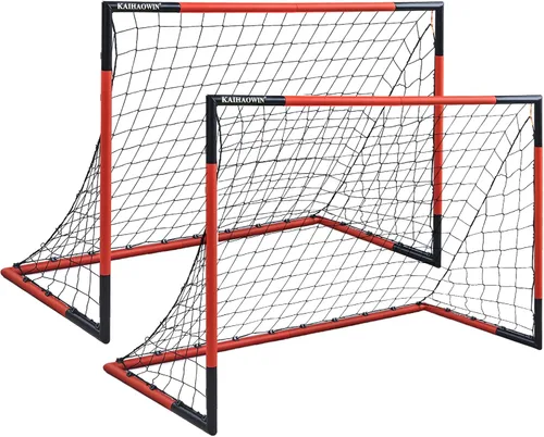 KAIHAOWIN Portería de fútbol 3'x2.5'|6'x4'|8'x6'|10'x6.6' - Portería con marco de acero para todo clima, red de fútbol de montaje rápido - Porterías