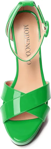 Miniatura 59 de MODENCOCO Sandalias de boda con correa de tobillo sexy para mujer, con plataforma y puntera abierta, tacón de aguja y tacón alto, zapatos de vestir