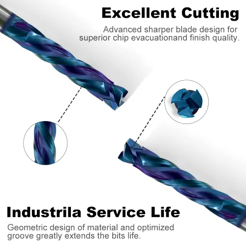 Miniatura 3 de Broca de enrutador espiral de compresión con corte ascendente y descendente de 3 flautas para CNC, diámetro de corte de 1/4 pulgadas, longitud