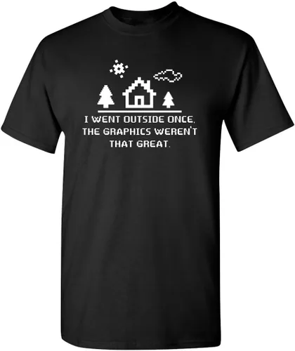 Camiseta con texto divertido y sarcástico I Went Outside Once Camisa con humor gráfico novedoso para adultos