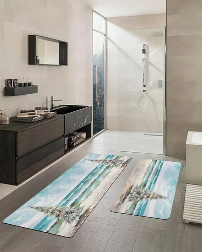 Miniatura 2 de Tapete de baño de Navidad para bañera, antideslizante, de secado rápido y absorbente, tierra de diatomeas, fregadero, dormitorio, cocina, lavable