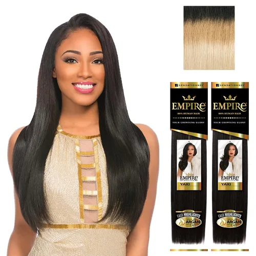 Miniatura 14 de Sensationnel Cabello humano Empire Yaki – Tejido sin enredos para un tejido rápido y coser en estilos para reflejos falsos y parte media falsa dejar