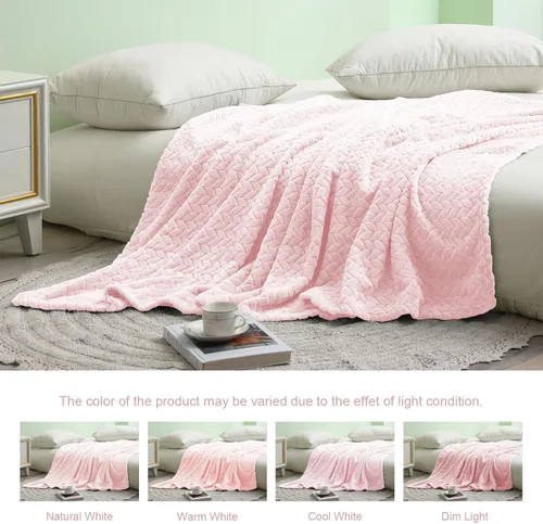 Miniatura 5 de Exclusivo Mezcla - Manta de tamaño individual de vellón, color rosa claro, para cama, 90 x 66 pulgadas, suave, acogedora, en 3D, de franela