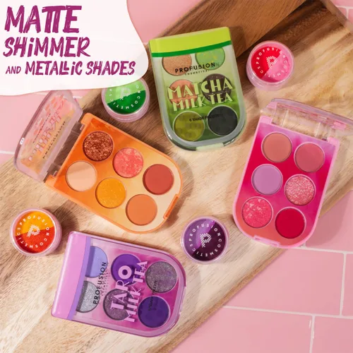 Miniatura 5 de Profusion Cosmetics Paleta de sombras de ojos de té de leche, 6 tonos altamente pigmentados y mezclables con acabados mate y brillantes para un Té