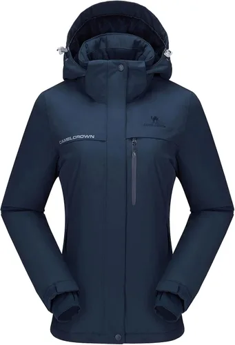 Miniatura 33 de CAMEL CROWN - Chamarra de esquí para mujer, impermeable, con capucha desmontable, rompevientos, forro polar, parka para lluvia