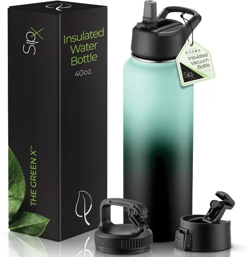 Miniatura 49 de SIPX™ Botella de Agua Aislada de 18 oz con 3 Tapas – Acero Inoxidable a Prueba de Fugas, Triple Aislamiento – Frío 24 Horas/Caliente 12 Horas