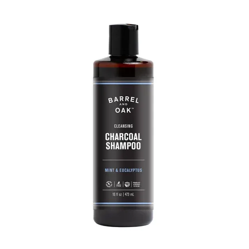 Barrel & Oak Champú de carbón de menta y eucalipto para hombres, champú limpiador para hombres con extractos botánicos y aceites esenciales, cuidado