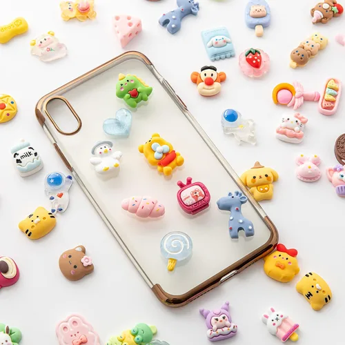 Miniatura 5 de Juego de dijes de dibujos animados de slime – Lote mixto surtido de dijes kawaii de resina plana para hacer manualidades, decoraciones, álbumes