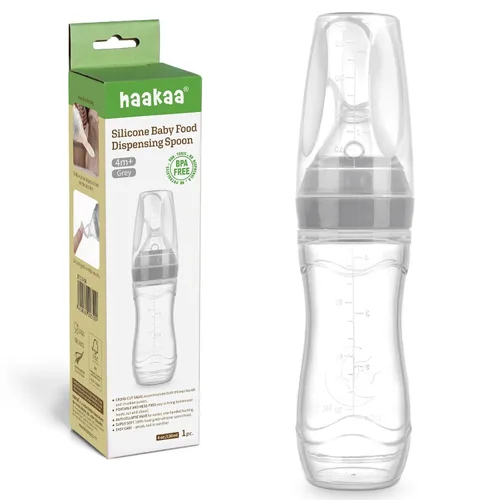 Miniatura 8 de Haakaa Comedero de silicona para bebés de 4 onzas, comedero de cereales para bebés, alimentador de alimentos frescos para bebés, botella de Melocotón