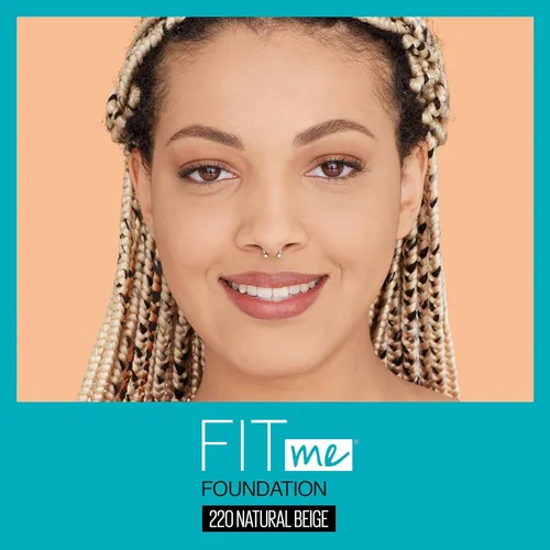 Miniatura 3 de Maybelline New York Fit Me Matte + Poreless Base Líquida, Formato de Bolsa, 220 Natural Beige, 1.3 onzas 220 Beige natural