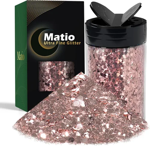 Miniatura 15 de Matio Purpurina gruesa de 7.8 onzas / 7.76 oz de color blanco luna, polvo de purpurina ultrafina, mezcla de copos de PET gruesos, lentejuelas