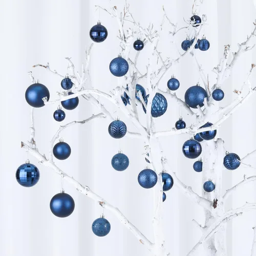 Miniatura 8 de LANGXUN 36 bolas de decoración de árbol de Navidad azul medianoche, bolas de Navidad, decoración de Navidad 2025, adornos de Navidad inastillables