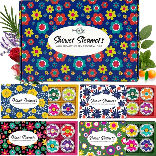 Set de regalo de 24 bombas de ducha para mujer, juego de regalo de aromaterapia con aceites esenciales orgánicos, bombas de baño para ducha, regalos