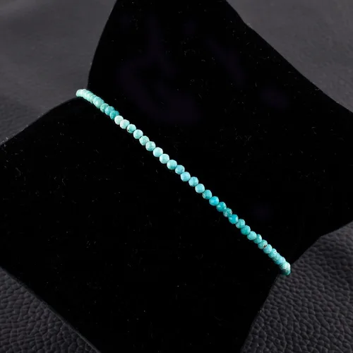 Miniatura 88 de Natural Gemstone Micro Round Beads Dainty Choker Bangle Bracelet, Handmade Jewelry for Women, Healing Chakra Crystals Silver Plated Chain 8 inch