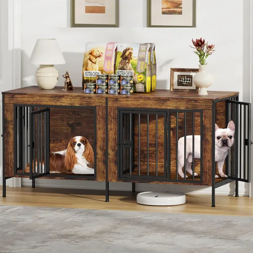 Miniatura 27 de EasyCom Mueble de jaula para perros para 1 o 2 perros, jaulas resistentes para perros individuales/dobles para perros pequeños, medianos y grandes