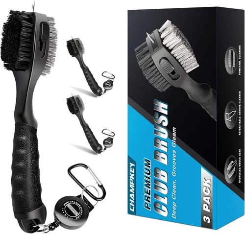 Miniatura 8 de CHAMPKEY PRO - Cepillo retráctil para palos de golf, cabezal de cepillo de gran tamaño con agarre de goma suave y limpiador de ranuras retráctil