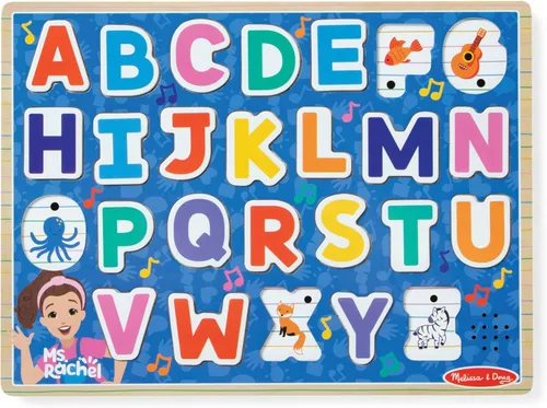 Miniatura 4 de Melissa & Doug® Ms. Rachel™ Rompecabezas de sonido del alfabeto fonético de madera con efectos de sonido activados por luz, juguetes para niños