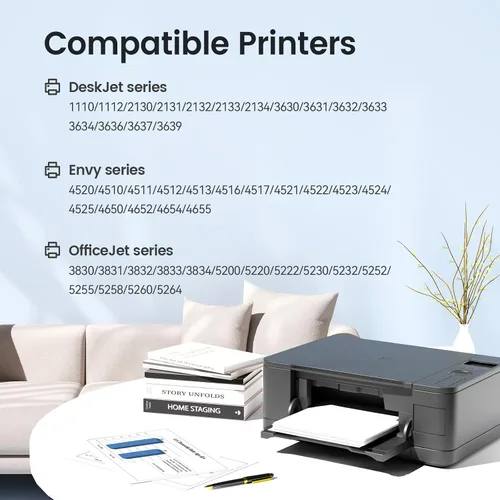 Miniatura 2 de XJI Cartuchos de tinta remanufacturados de repuesto para HP Ink 63XL 63 XL (negro, paquete de 2), para OfficeJet 3830 3833 5222 5255 5258 5260 Envy