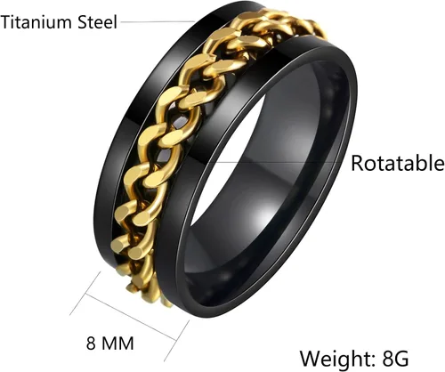 Miniatura 109 de Anillos giratorios para la ansiedad para hombre, anillos clásicos de cadena para mujeres y adultos, anillo de acero de titanio