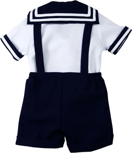 Miniatura 9 de Conjunto de traje de marinero náutico con sombrero, para niños pequeños