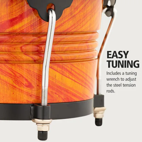 Miniatura 4 de Meinl Percussion FWB190AF Free Ride Series Bongos de madera, acabado de llama ámbar