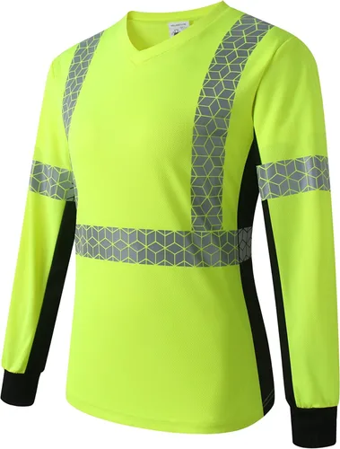 Playera de Seguridad para Mujer, Camiseta Reflectante de Alta Visibilidad para Mujer con Patrón Reflectante Inusual, Manga Corta Transpirable
